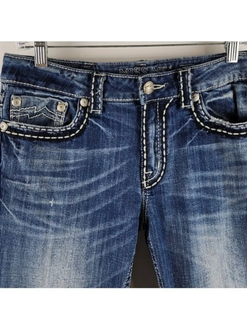 Miss Me Jeans Womens 28 Blue Capri Thick Threading JB1026P4 (28x26)
